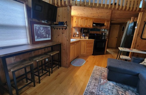 Jasper Cabina | 1 bedrm tiny house with sleeping loft, big yard, fire pit and screened in porch!