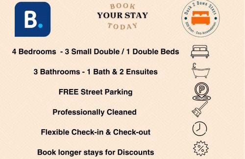 Stoke-on-Trent Casa | 4 Beds 3 Bath (2-ensuites) Free Parking 75Mbps