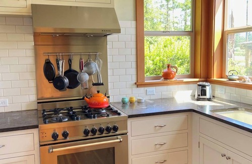 Lopez Island Casa | Bright art-filled home, fruit trees, valley view