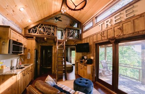 Blue Ridge Cabina | Canopy Blue Luxury Treehouse * bañera de hidromasaje, pozo de fuego, cama abatible, vistas increíbles *