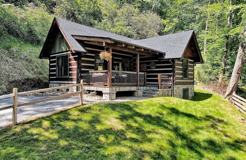 Waynesville Cabina | CastAway Waterfront Rustic Cabin Very Private With Outdoor Cabana