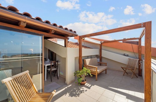 Su Forti Casa | Casa de vacaciones "Bilocale Panoramico" con vistas al mar, jardín y aire acondicionado