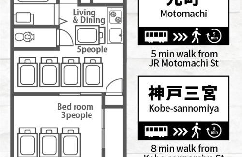 Kobe City Centre Apartamento | LN06 三宮中心8名まで宿泊可能! 交通至便! Sannomiya Base1