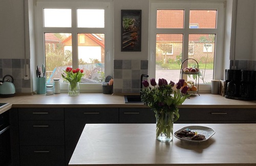 Horumersiel Casa | North Sea coast, charming Frisian house with fireplace, conservatory, sauna, beach chair