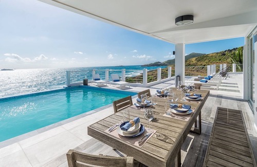 Dawn Beach Estates Villa | Private Oceanfront Luxury Villa, Infinity Pool, Gym, Short Walk to Sandy Beach