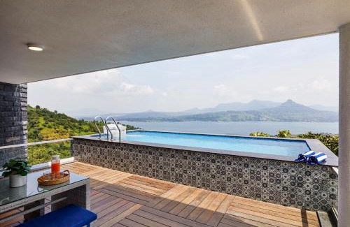 Kadadhe Villa | SaffronStays Kaia Waters by Kosha Villas, Pawna - Greek style villa with panoramic view of Pawna lake