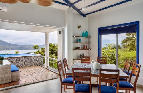 Kadadhe Villa | SaffronStays Kaia Waters by Kosha Villas, Pawna - Greek style villa with panoramic view of Pawna lake
