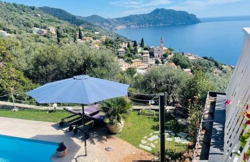 Pieve Ligure Villa | Sea South front property1/2acre.Gardens pool hydro