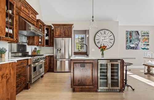 Lake Arrowhead Casa | Stunning French Chateau: 2 Master Bdrms, Views, Chef’s Kitchen, Game Rm, Firepit