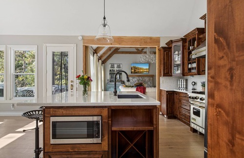 Lake Arrowhead Casa | Stunning French Chateau: 2 Master Bdrms, Views, Chef’s Kitchen, Game Rm, Firepit