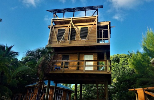 Isla de Utila Cabaña | White Sand Beach-Front Cottages de snorkel, kayak y bucear en frente de playa !!