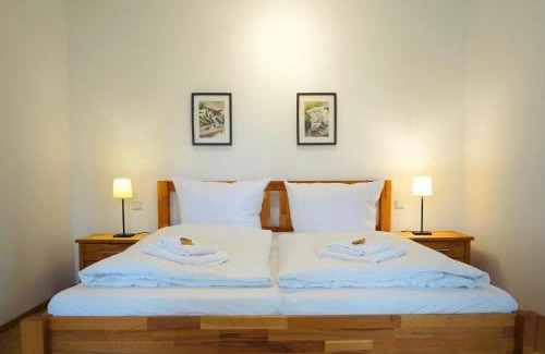 Stadtmitte Apartamento | Wohnensemble mit 3 separaten Bereichen- 2 Küchen- 3 Badezimmer- 10 Personen- Garten- Parkplatz