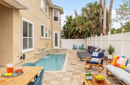 Vilano Beach Casa | Vilano Villa Near Beach w Saltwater Pool Spa Game Room Built-in Grill