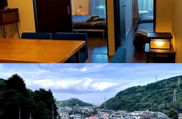 箱根湯本から一駅。大正〜昭和の家具に囲まれた、緑香るウッドテラスのある宿。高台から小田原の街を一望