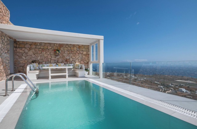 Villa de lujo, piscina privada, vistas al mar Egeo
