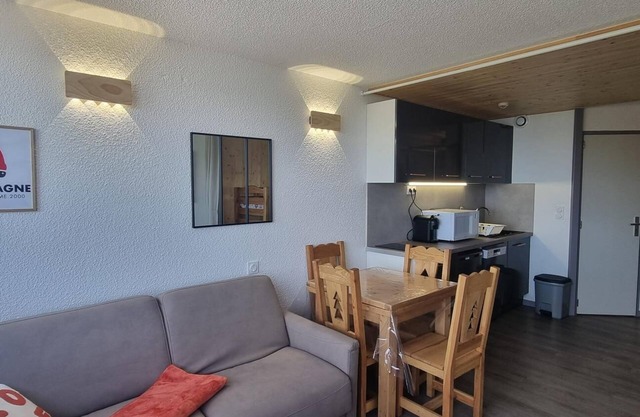 10m from resort center, view mountain, balcony, tv, ski locker, 26m², La Plagne