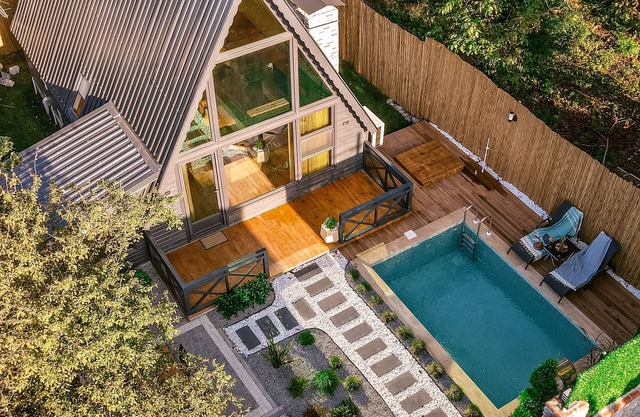 2+1 Heating (Private Pool) - Fireplace - Jacuzzi - Sheltered - 4 Person Bungalow