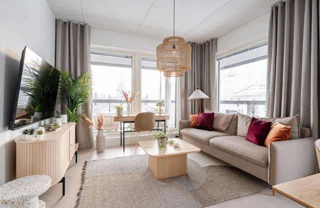 Modern 2BR Apartment with Sauna and Balcony