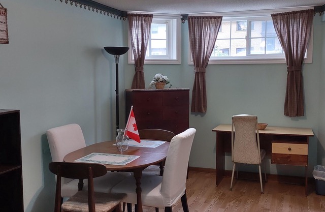 3 min walk from McMaster, tall-basement 2brm apartment