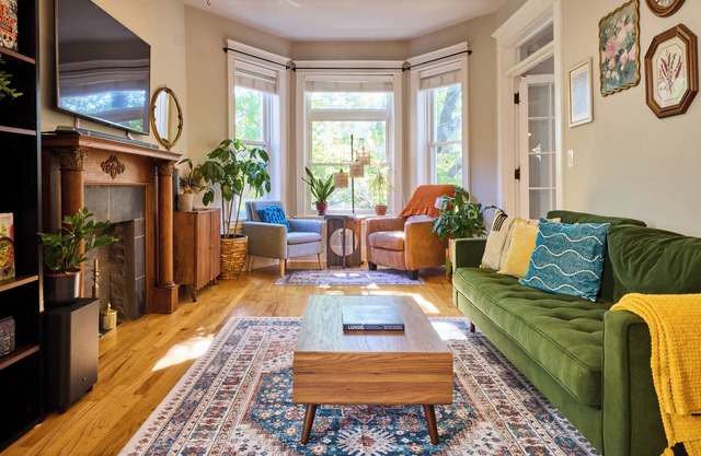 A chic second-floor plant-filled retreat in Chicago's Logan Square neighborhood.