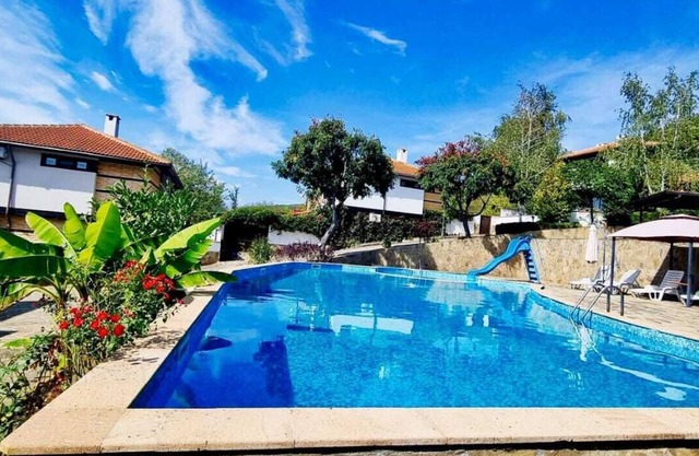 A dream vacation in a villa with a huge pool.