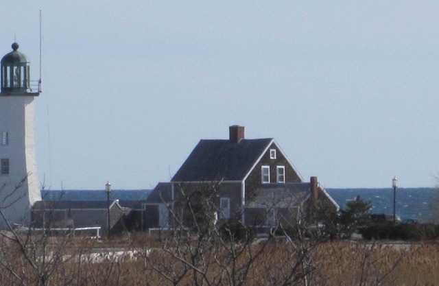 Faro de la punta en Scituate Harbor