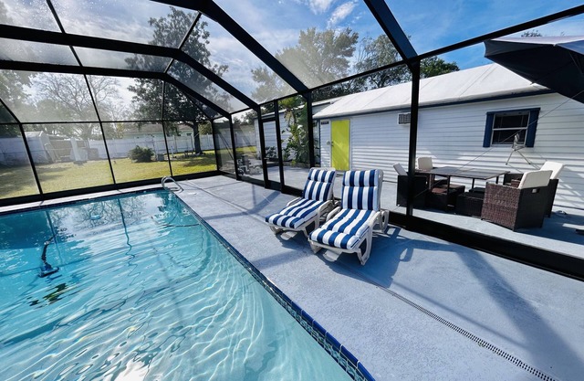 Adorable guest suite with private pool and entrance.