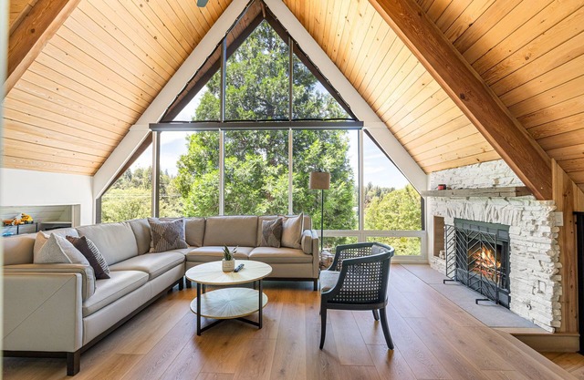 AFrame Lakehouse with sunset over the lake views