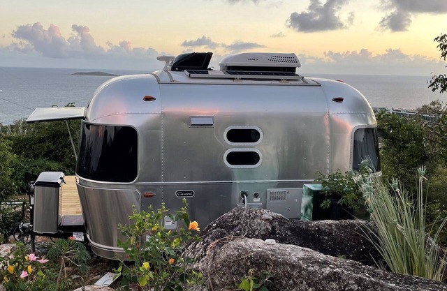 Airstream Glamping Camping overlooking Caribbean Sea Amazing Sunrises & Sunsets