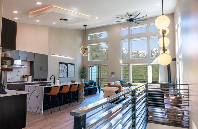 Alaskan airplane hanger inspired home with mountain views, WiFi, & deck