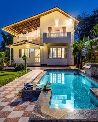 Alaya Stays Ramgarh Colonial-Style 2-BHK Villa Amidst the Hills with Private Pool & Garden