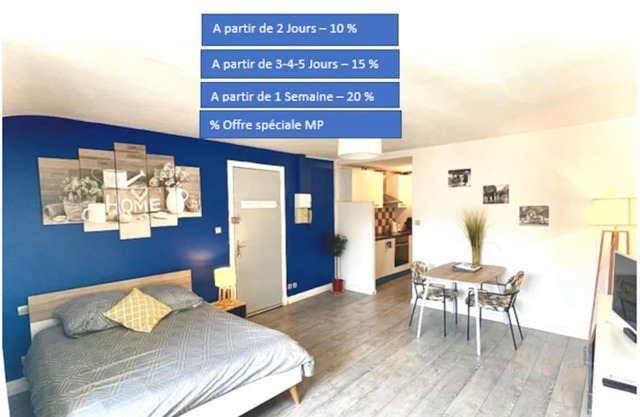 Appartement entier Moissac centre 30 m2 calme avec cour intérieure pour vélos à 50m du marché de Moissac