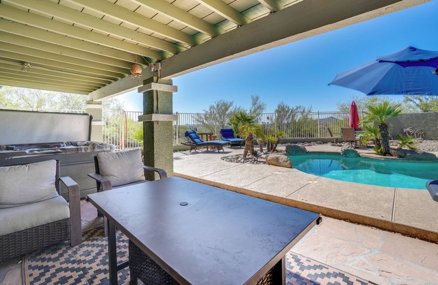 Backyard Oasis & Hot Tub: Mtn-View Wickenburg Home