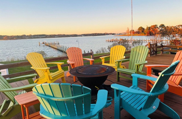 Bay Front home in Reedville with heated pool, playground, and game room