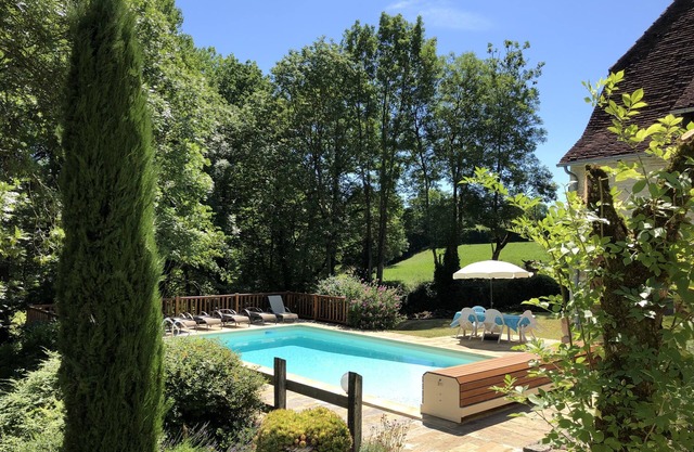Granero granja hermoso estilo 'Quercynois', rural, hermoso jardín con piscina