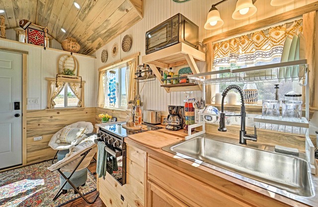 'Boho Bliss' Tiny Home w/ Fireplace, Fire Pit