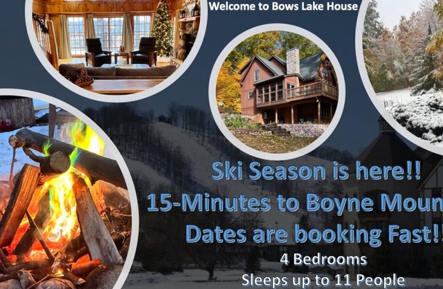 Bows Lake House · Boyne City Vanderbilt Lake Front home 3-King beds