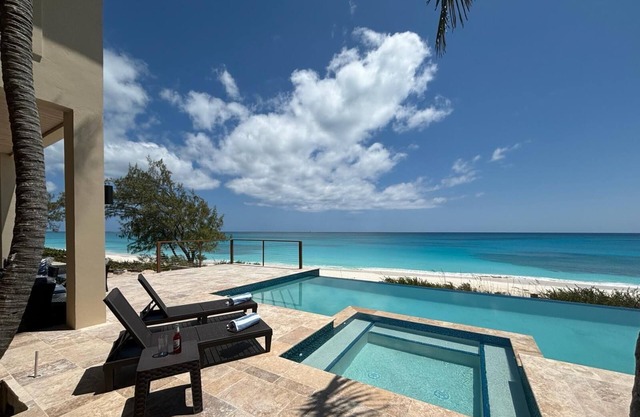 BRAND NEW! Breathtaking Beachfront Palm Grove Villa: Beach, Pool, Spa, Palms!