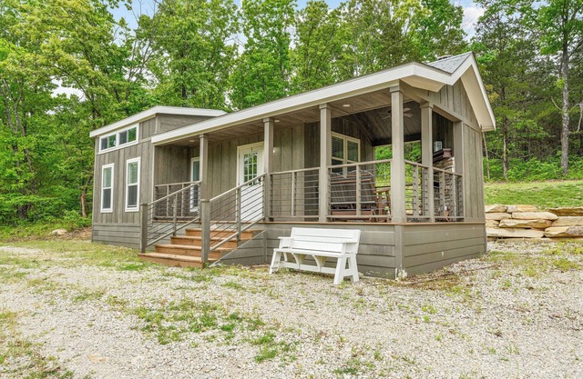 Branson Tiny Home on 52 Acres w/ Private Stocked Pond 1/4 mile hike from home!