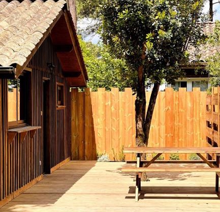 Cabin, terrace and enclosed garden