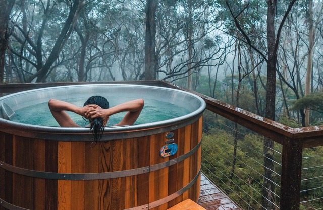 Cedar Hot Tub in the Treetops Shady Pines Cabin