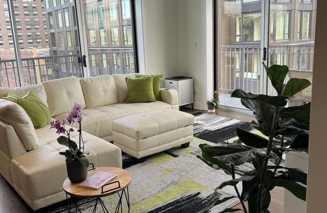 Charming 2-bedroom penthouse with a rooftop in pleasant Chicago with WiFi, AC