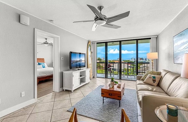 Charming 5th floor 2-bedroom condo with views of canal, river and Port Canaveral