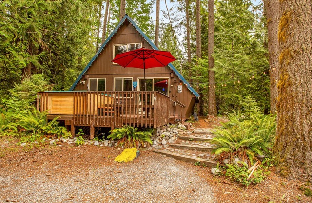 Charming dog-friendly cabin with mountain view, grill, & hot tub