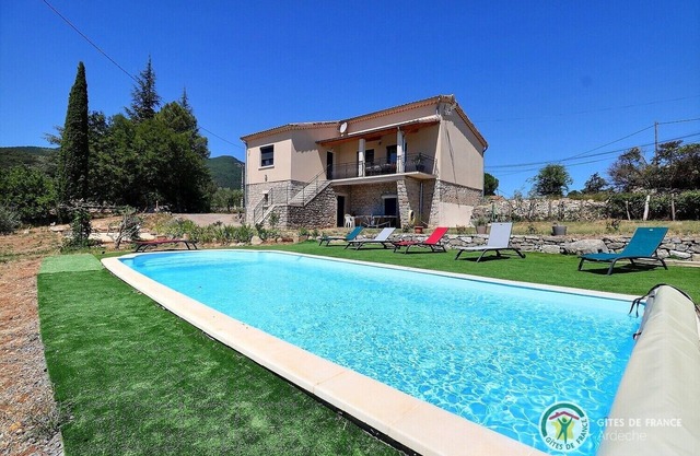 Charming house in Les Vans with private pool overlooking olive trees