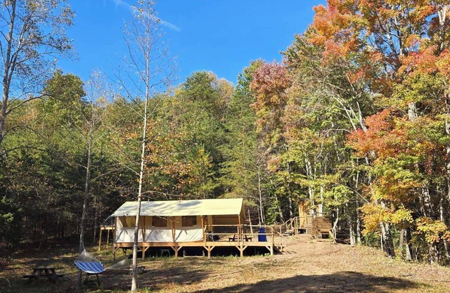 Charming meadow camp in the forest mountains near fish pond. Events are OK. Pet