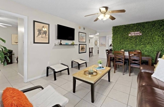 Cheerful condo with designated work space
