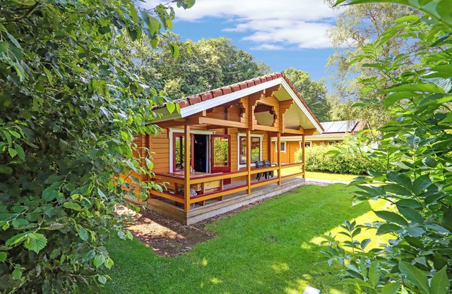 Comfortable 6-person bungalow with dishwasher, washing machine, and covered veranda near Gramsbergen at lively park ’t Hooge Holt.