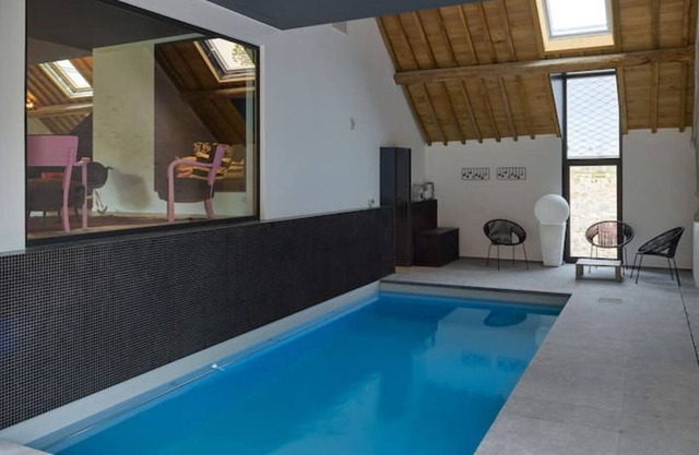 contemporary barn + indoor pool.