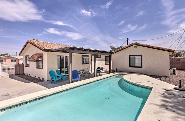 Covered Patio & Pool: Family Home in Bullhead City